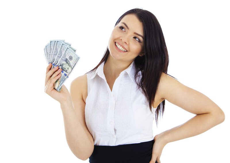 woman with cash